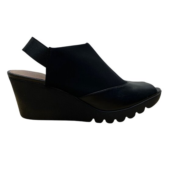 Donald J Pliner Women’s Black Wedge Open-Toe Mynne Slingback Sandals Size 8.5M - Picture 1 of 9